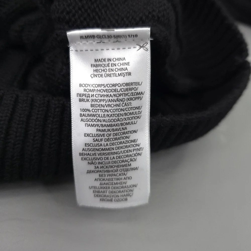 Polo Ralph Lauren Sweater Mens 2XL Black 1/4 Zip Mock Neck Cable Knit Cotton